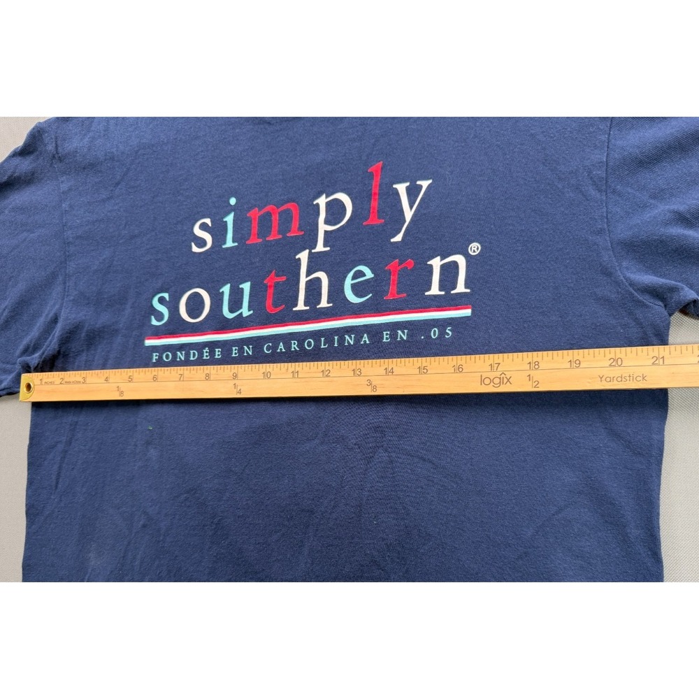 Simply Southern Red White & Moo Cow T-Shirt Navy Blue Patriotic Tee Womens Large - Picture 7 of 8